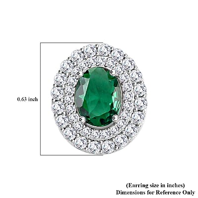 Lab Created Green Quartz and Simulated Diamond 2.90 ctw Earrings in Silvertone