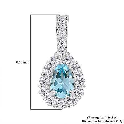 Blue Topaz and Simulated Diamond 5.80 ctw Earrings in Silvertone