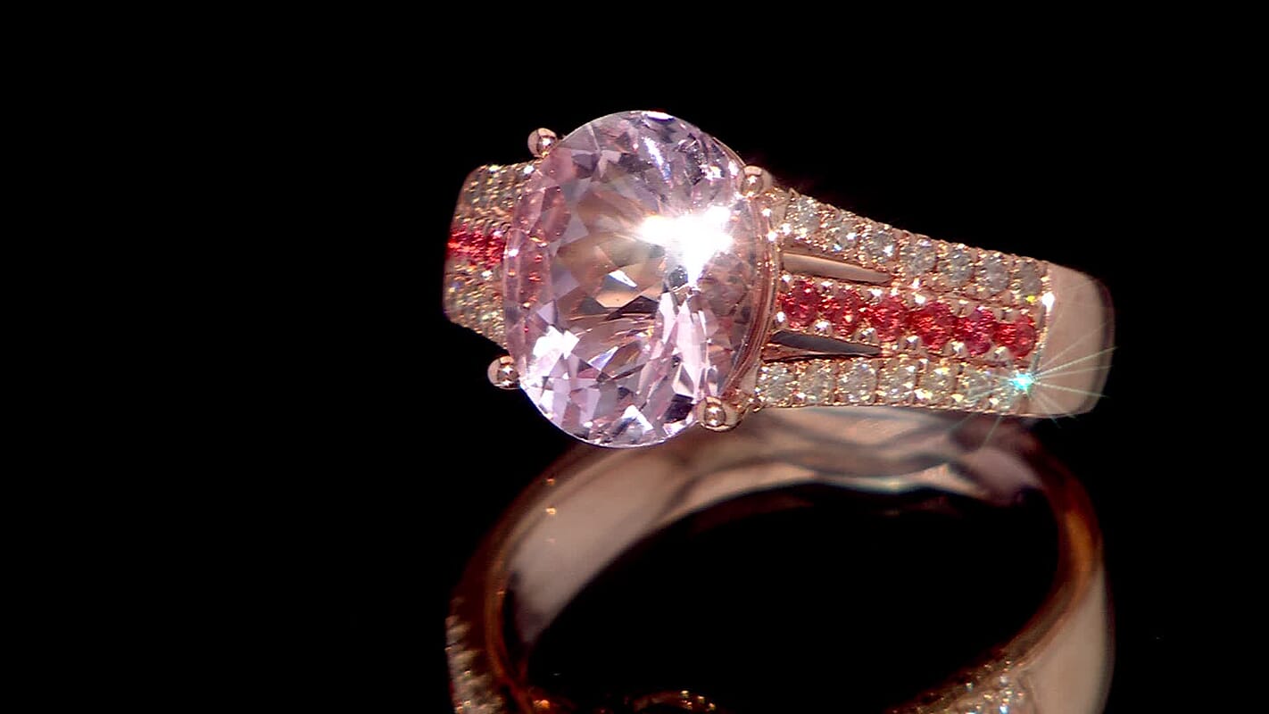 Certified & Appraised Luxoro AAA Pink Morganite, Padparadscha Sapphire and G-H I2 Diamond 3.00 ctw Ring in 10K Rose Gold 4.35 Grams