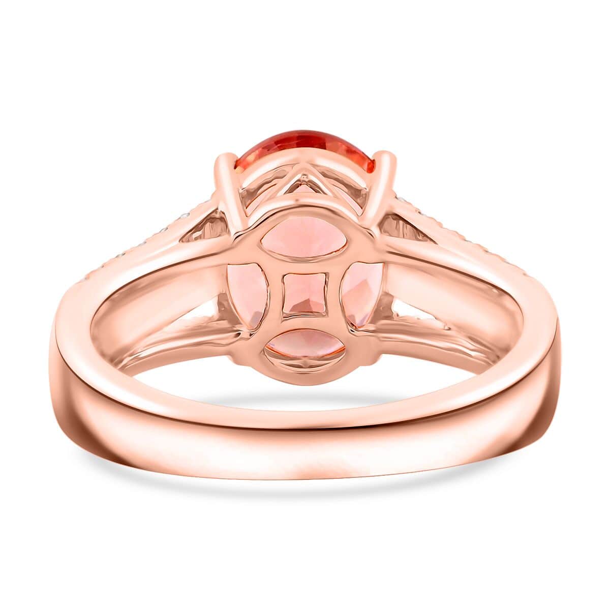 Certified & Appraised Luxoro AAA Pink Morganite, Padparadscha Sapphire and G-H I2 Diamond 3.00 ctw Ring in 10K Rose Gold (Size 6.0) 4.35 Grams image number 4