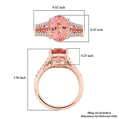 Certified & Appraised Luxoro AAA Pink Morganite, Padparadscha Sapphire and G-H I2 Diamond 3.00 ctw Ring in 10K Rose Gold (Size 8.0) 4.35 Grams