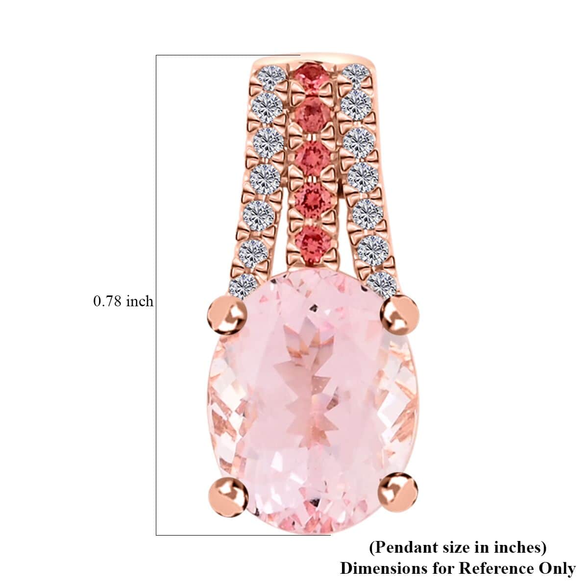 Certified & Appraised Luxoro AAA Pink Morganite, Padparadscha Sapphire and G-H I2 Diamond Pendant in 10K Rose Gold 2.75 ctw image number 4