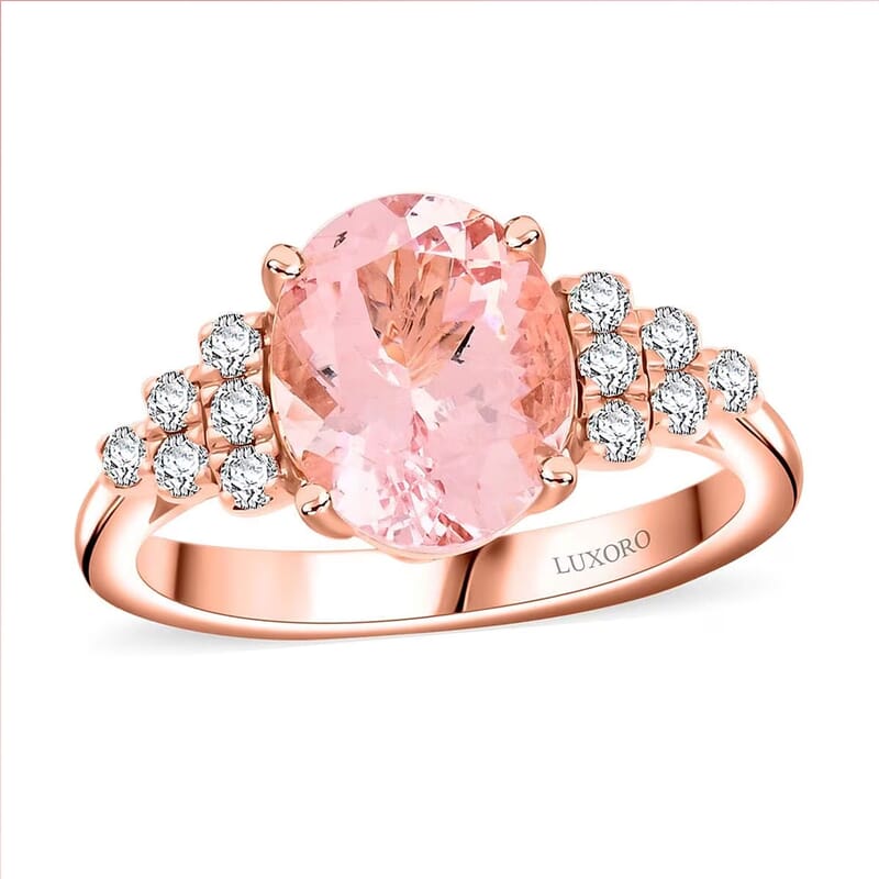 Certified & Appraised Luxoro AAA Pink Morganite and G-H I2 Diamond Ring in 10K Rose Gold (Size 10.0) 3.00 ctw