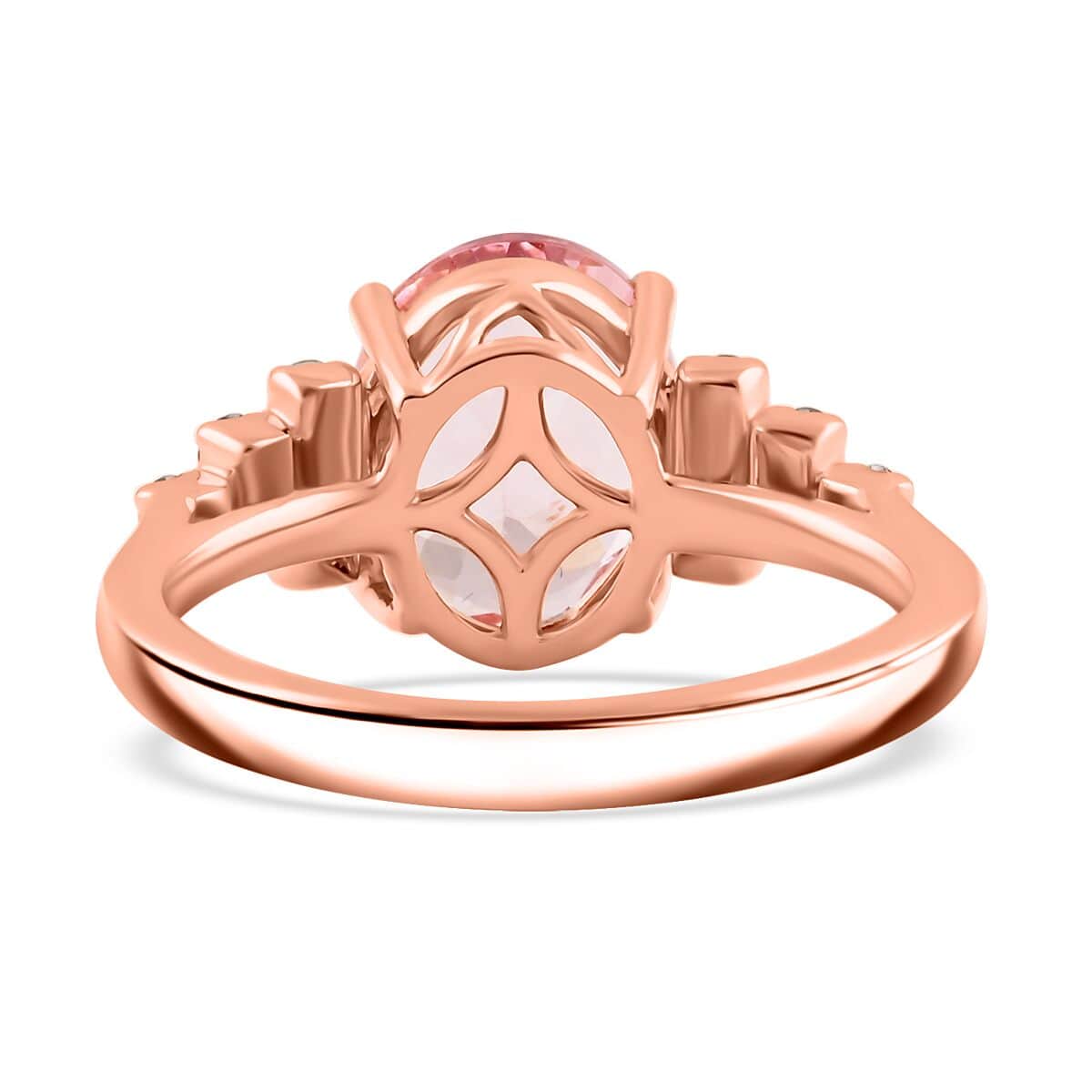 Certified & Appraised Luxoro AAA Pink Morganite and G-H I2 Diamond Ring in 10K Rose Gold (Size 10.0) 3.00 ctw image number 4