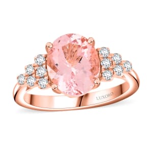 Certified & Appraised Luxoro AAA Pink Morganite and G-H I2 Diamond Ring in 10K Rose Gold (Size 6.0) 3.00 ctw