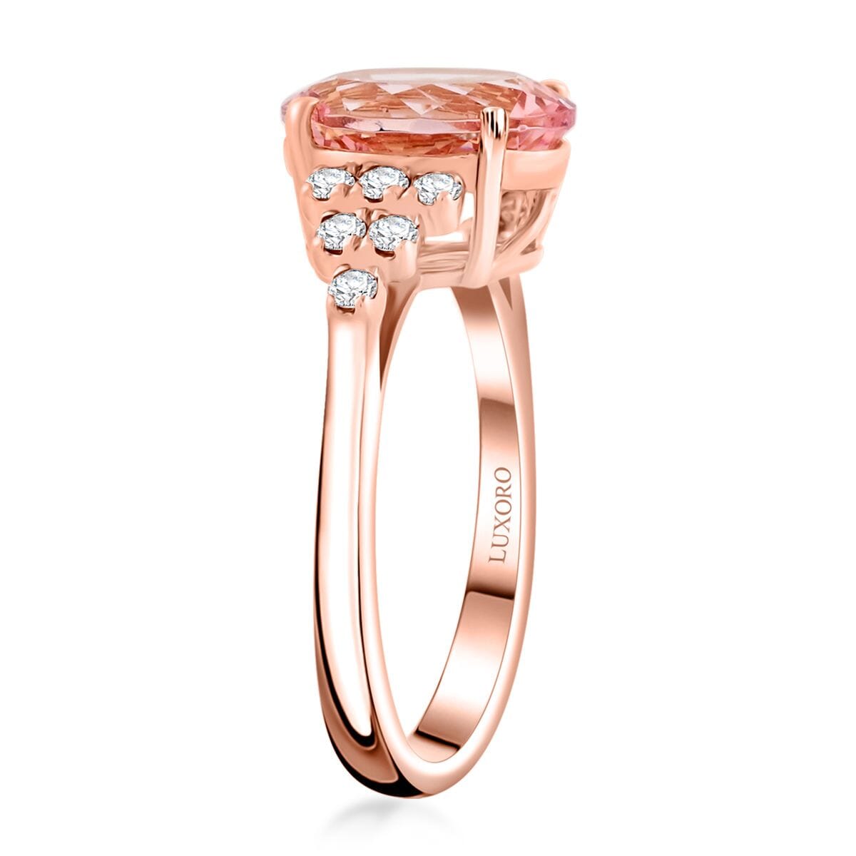 Certified & Appraised Luxoro AAA Pink Morganite and G-H I2 Diamond Ring in 10K Rose Gold (Size 6.0) 3.00 ctw image number 3