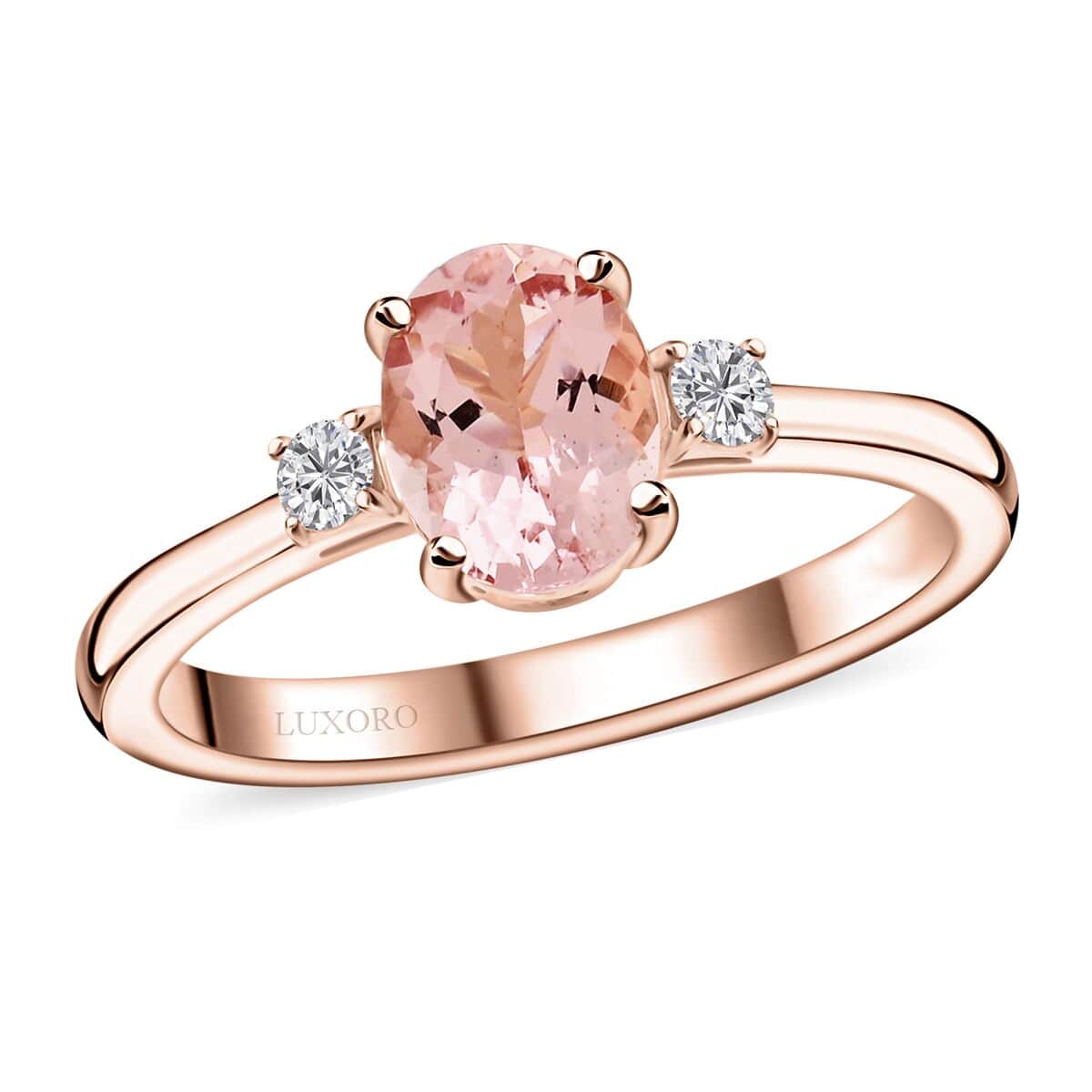 Certified & Appraised Luxoro AAA Pink Morganite and G-H I2 Diamond Ring in 10K Rose Gold (Size 10.0) 1.35 ctw image number 0