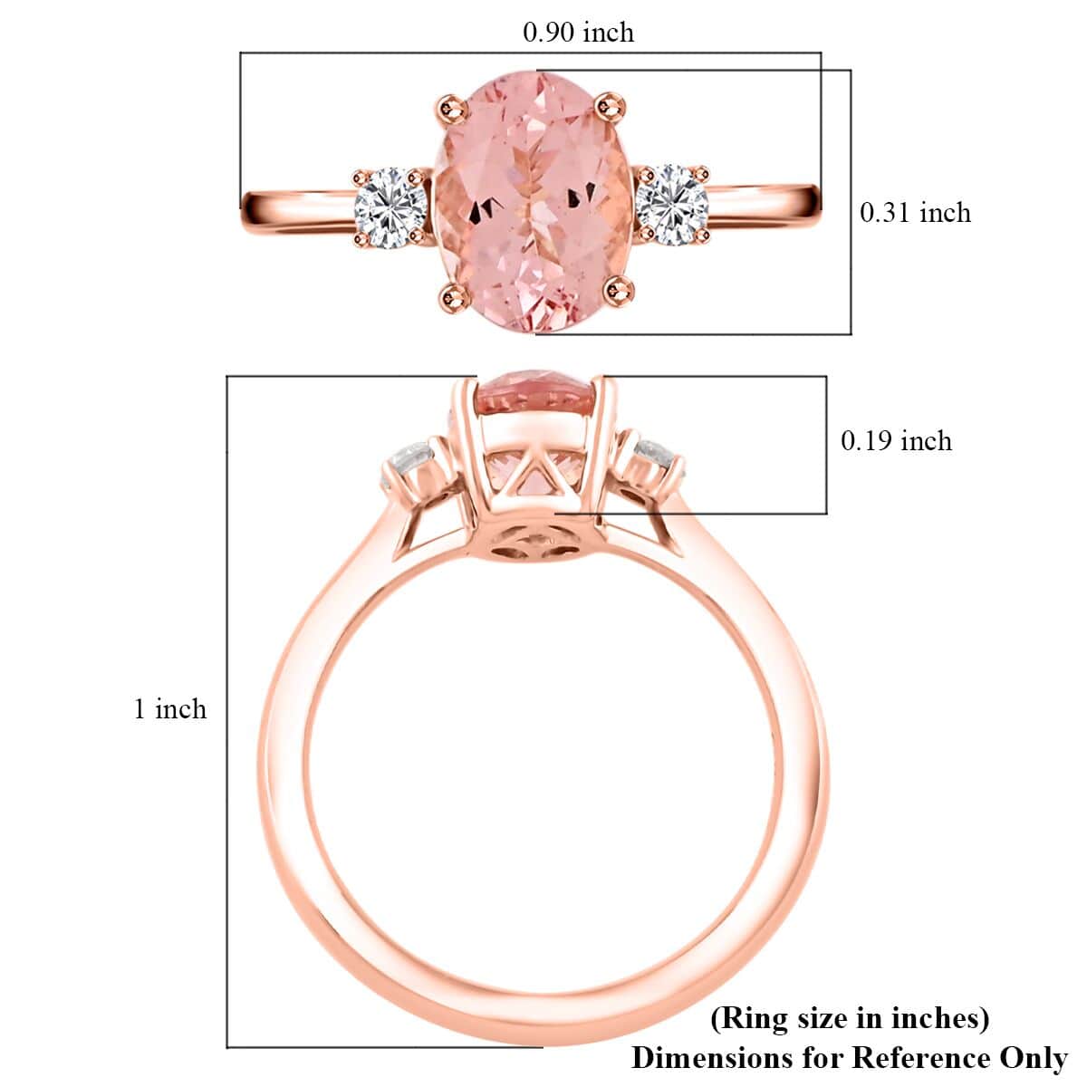 Certified & Appraised Luxoro AAA Pink Morganite and G-H I2 Diamond Ring in 10K Rose Gold (Size 10.0) 1.35 ctw image number 5