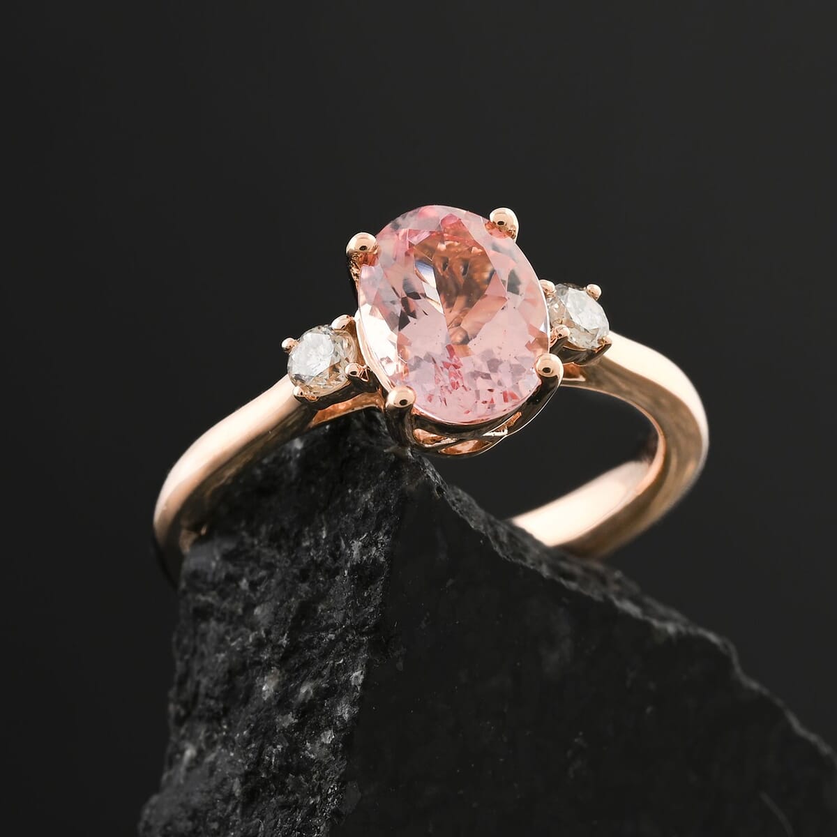 Certified & Appraised Luxoro AAA Pink Morganite and G-H I2 Diamond Ring in 10K Rose Gold (Size 7.0) 1.35 ctw image number 1