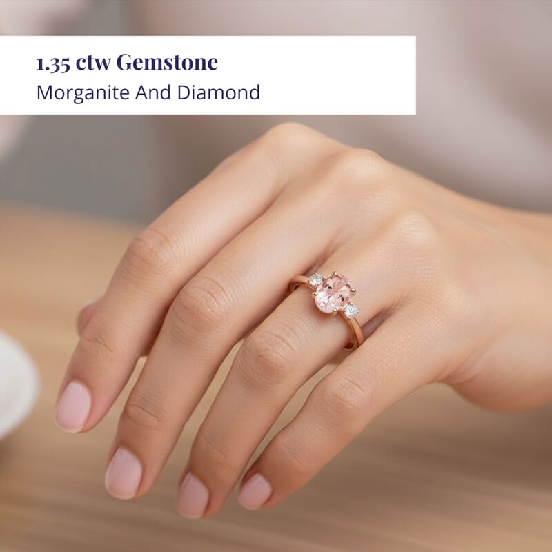 Certified & Appraised Luxoro AAA Pink Morganite and G-H I2 Diamond Ring in 10K Rose Gold (Size 7.0) 1.35 ctw