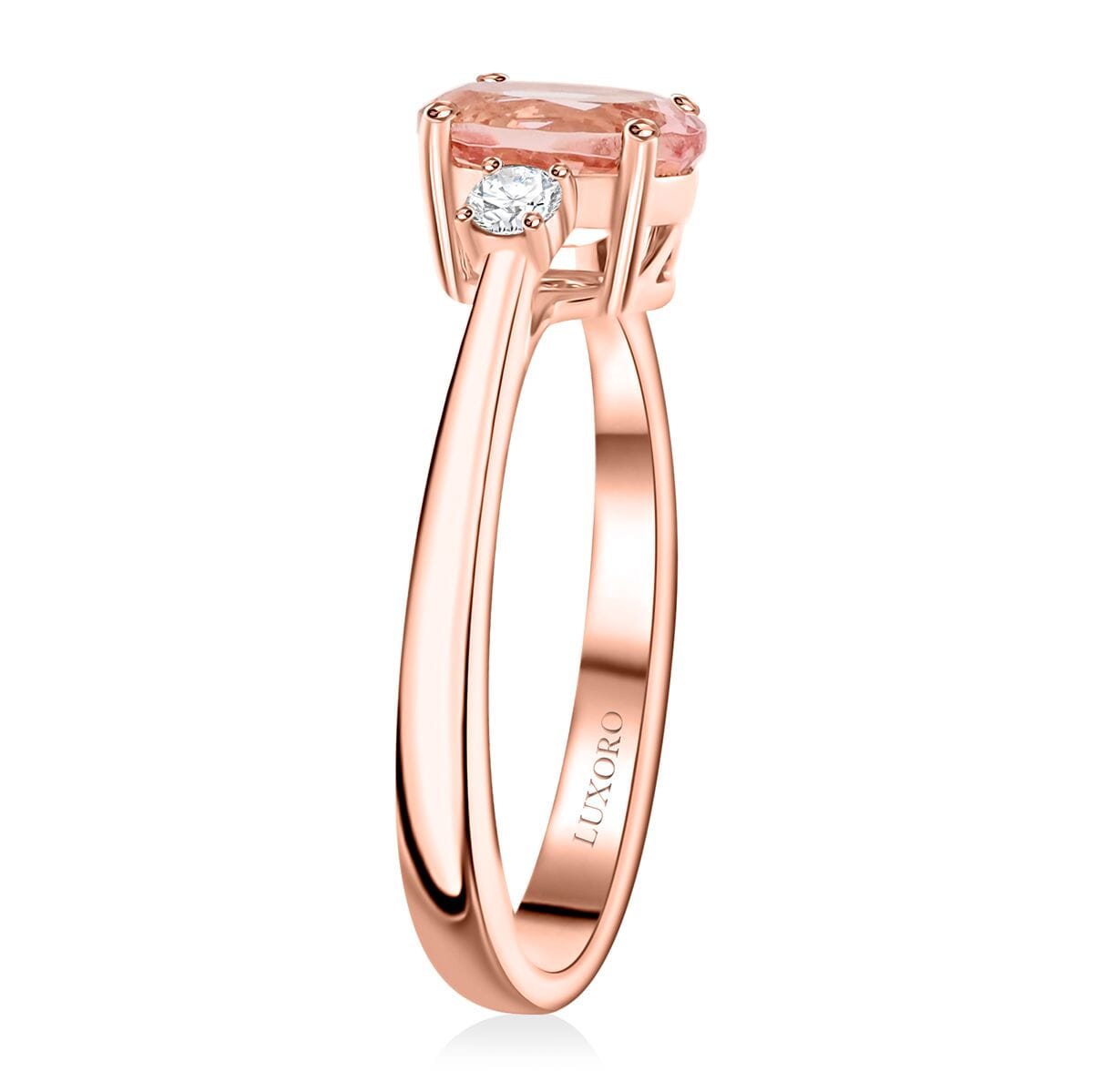 Certified & Appraised Luxoro AAA Pink Morganite and G-H I2 Diamond Ring in 10K Rose Gold (Size 7.0) 1.35 ctw image number 3