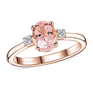 Certified & Appraised Luxoro AAA Pink Morganite and G-H I2 Diamond Ring in 10K Rose Gold (Size 8.0) 1.35 ctw