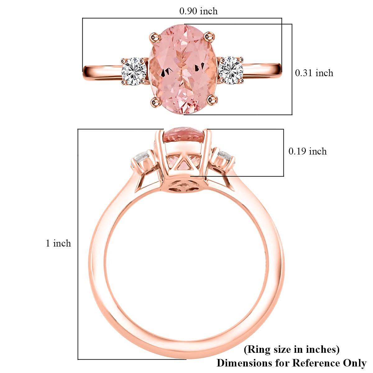 Certified & Appraised Luxoro AAA Pink Morganite and G-H I2 Diamond Ring in 10K Rose Gold (Size 8.0) 1.35 ctw image number 5