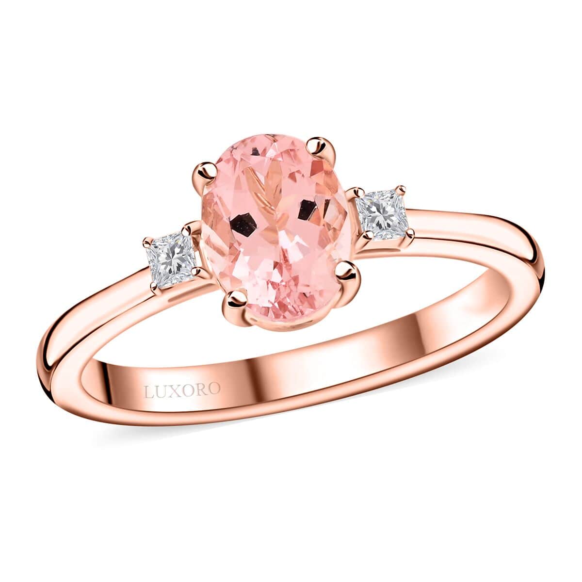 Certified & Appraised Luxoro AAA Pink Morganite and G-H I2 Diamond Ring in 10K Rose Gold 1.35 ctw image number 0