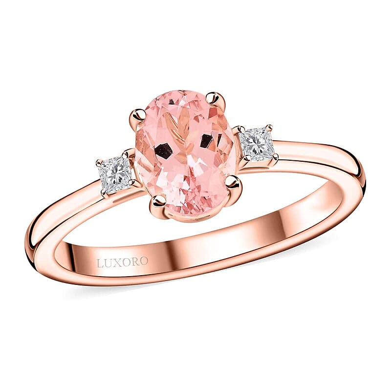 Certified and Appraised Luxoro AAA Pink Morganite, Diamond Ring in 10K Rose Gold 1.35 ctw (Size 10.0)