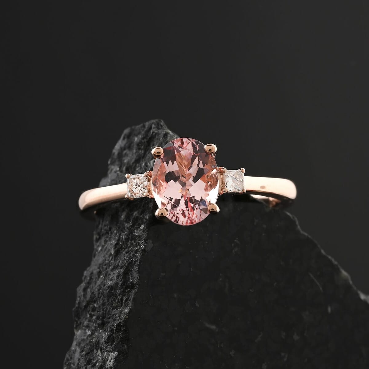 Certified & Appraised Luxoro AAA Pink Morganite and G-H I2 Diamond Ring in 10K Rose Gold (Size 6.0) 1.35 ctw image number 1