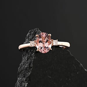 Certified Luxoro AAA Pink Morganite, Diamond Ring in 10K Rose Gold 1.35 ctw (Size 6.0)