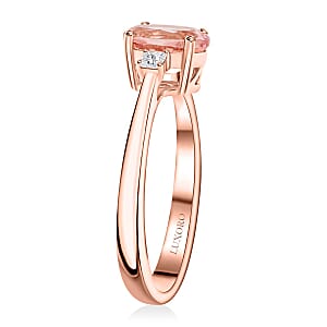 Certified Luxoro AAA Pink Morganite, Diamond Ring in 10K Rose Gold 1.35 ctw (Size 6.0)