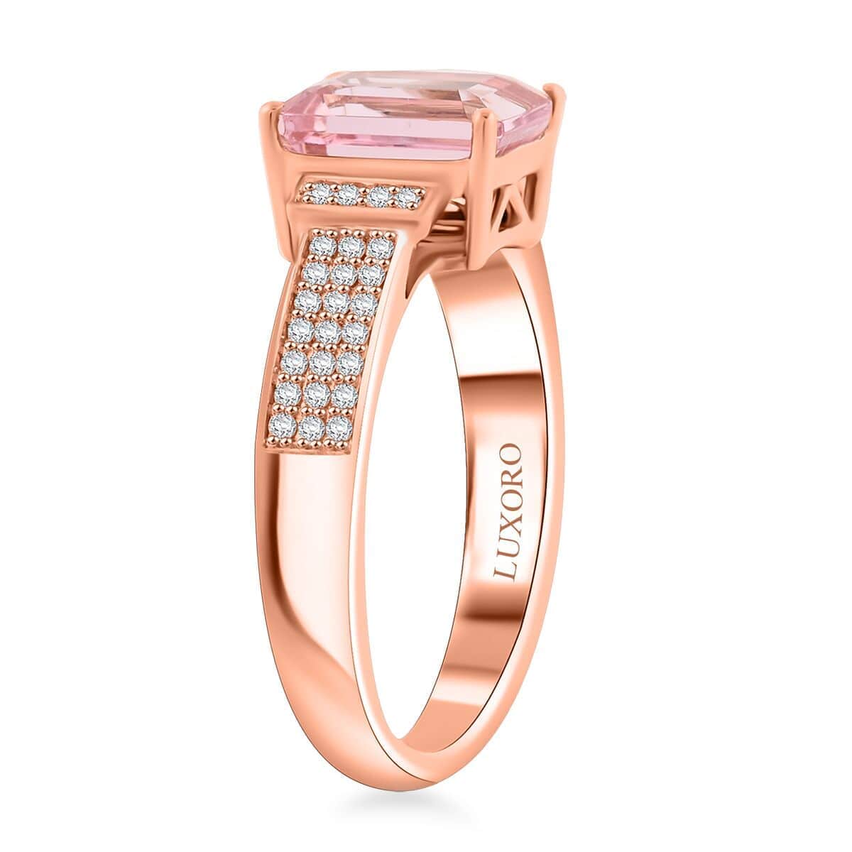 Certified & Appraised Luxoro 10K Rose Gold AAA Palmeiras Pink Morganite, Diamond (G-H, I2) (0.25 cts) Ring 2.50 ctw image number 3