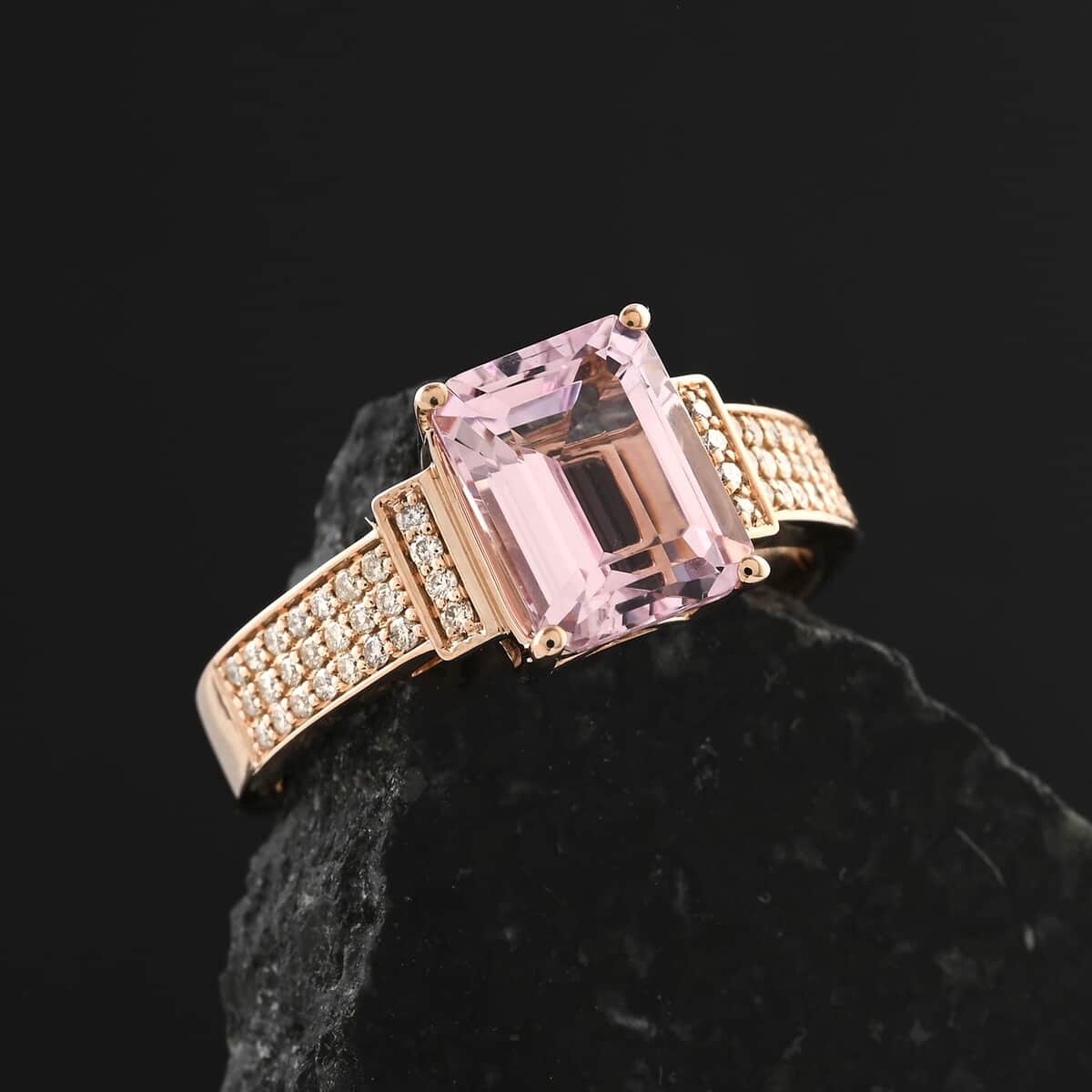 Certified & Appraised Luxoro AAA Palmeiras Pink Morganite and G-H I2 Diamond 2.50 ctw Ring in 10K Rose Gold (Size 6.0) image number 1