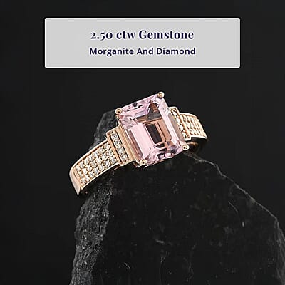 Certified and Appraised Luxoro AAA Palmeiras Pink Morganite and G-H I2 Diamond 2.50 ctw Ring in 10K Rose Gold (Size 9.0)