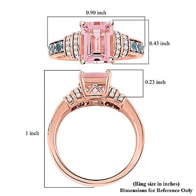 Certified & Appraised Luxoro AAA Pink Morganite, Santa Maria Aquamarine and G-H I2 Diamond 2.75 ctw Ring in 10K Rose Gold (Size 6.0) 4.15 Grams
