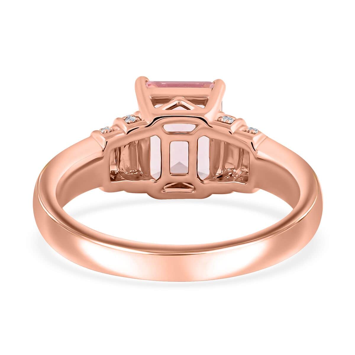 Certified & Appraised Luxoro AAA Pink Morganite, Santa Maria Aquamarine and G-H I2 Diamond 2.75 ctw Ring in 10K Rose Gold (Size 7.0) 4.15 Grams image number 4