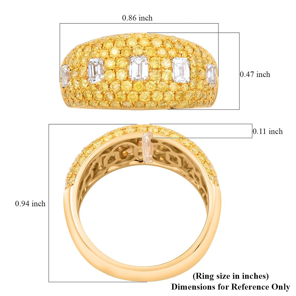 Modani Natural Yellow Diamond 2.00 ctw Ring in 14K Yellow Gold (Size 10.0) 5.60 Grams