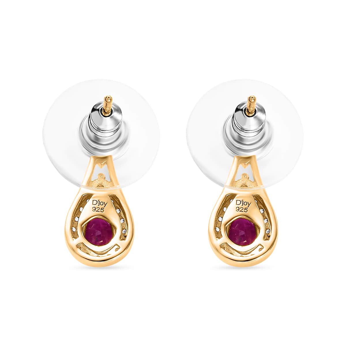 Premium Royal Ruby, Brown and White Zircon 1.60 ctw Autumn Grace Earrings in 18K Vermeil Yellow Gold Over Sterling Silver image number 3