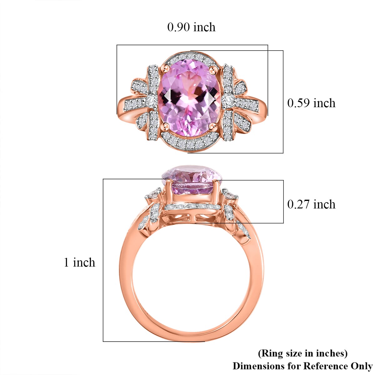 Premium Martha Rocha Kunzite, Moissanite Ring in 18K Vermeil RG Over Sterling Silver (Size 10.0) 4.50 ctw image number 5