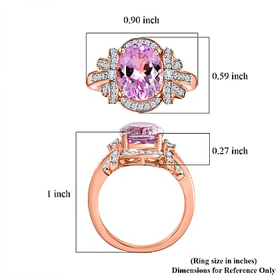 Martha Rocha Kunzite and Moissanite 4.50 ctw Love Knot Ring in 18K Vermeil Rose Gold Over Sterling Silver (Size 10.0)