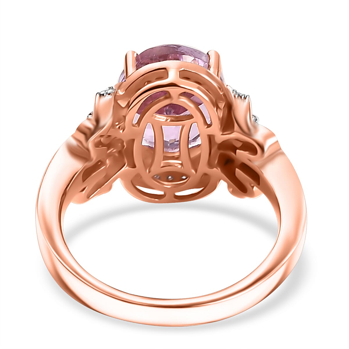 D'Joy Martha Rocha Kunzite and Moissanite 4.50 ctw Love Knot Ring in 18K Vermeil Rose Gold Over Sterling Silver (Size 7.0) image number 4