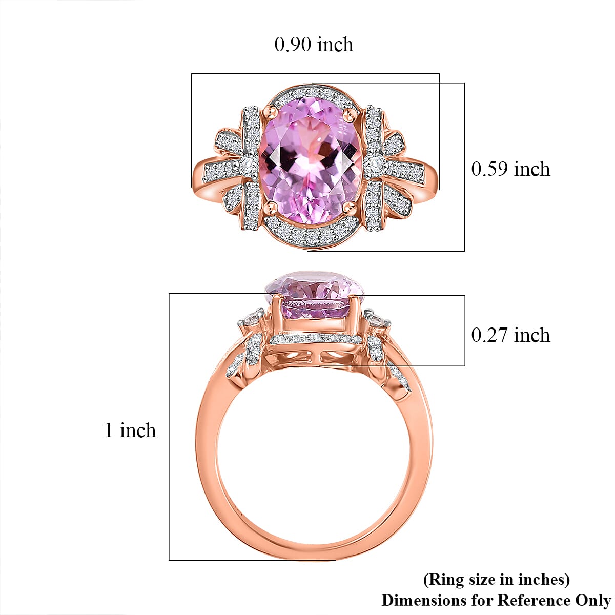 D'Joy Martha Rocha Kunzite and Moissanite 4.50 ctw Love Knot Ring in 18K Vermeil Rose Gold Over Sterling Silver (Size 7.0) image number 5