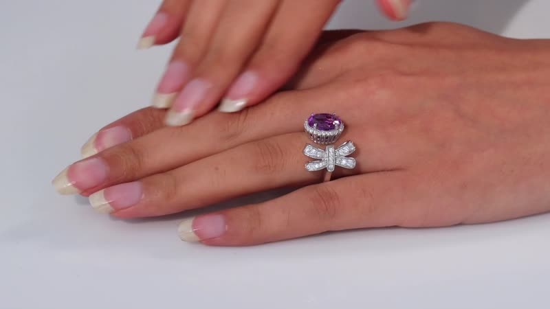 Moroccan Rose, Moissanite Love Bow Ring in Rhodium Over Sterling Silver (Size 10.0) (Del. in 5-7 Days) 3.90 ctw