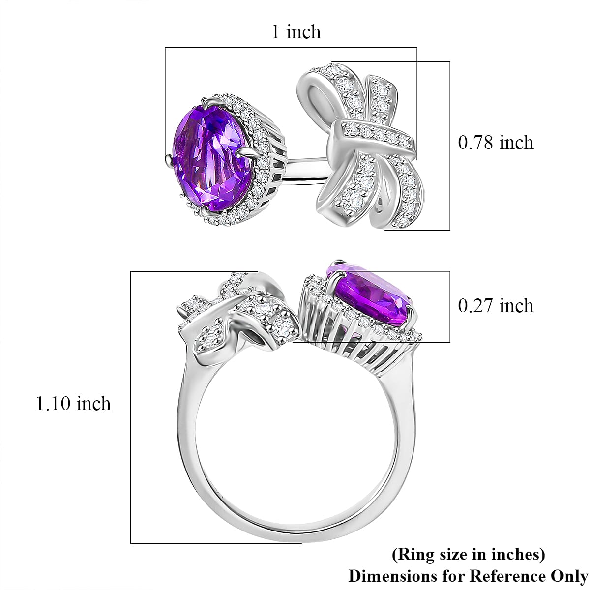 Moroccan Rose and Moissanite 3.90 ctw Love Bow Ring in Rhodium Over Sterling Silver (Size 10.0)