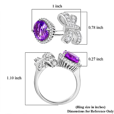 Moroccan Rose and Moissanite 3.90 ctw Love Bow Ring in Rhodium Over Sterling Silver (Size 10.0)