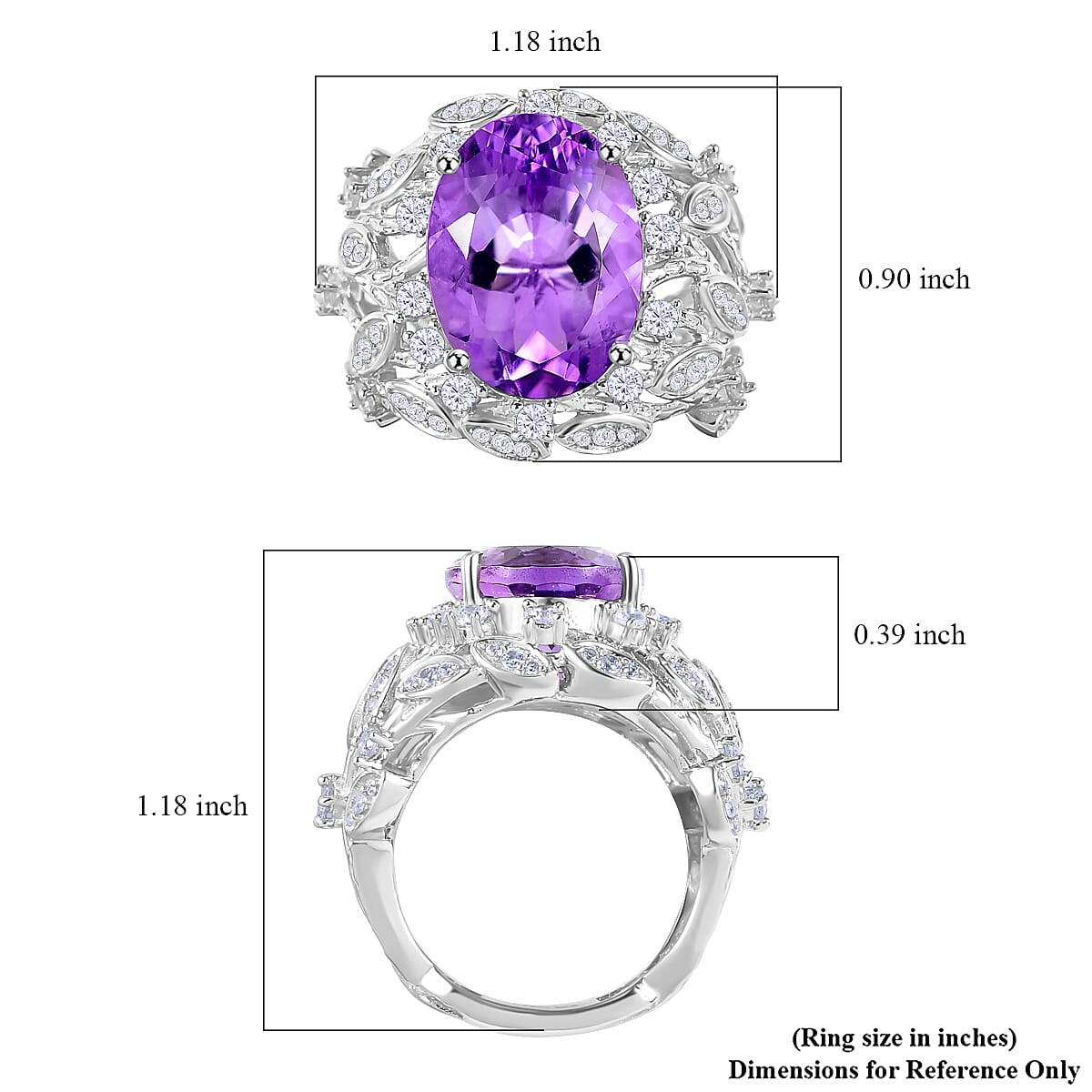 D'Joy Moroccan Rose and White Zircon 10.50 ctw Leaves Ring in Rhodium Over Sterling Silver (Size 10.0)
