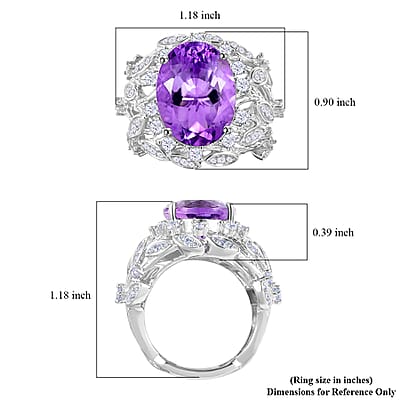 D'Joy Moroccan Rose and White Zircon 10.50 ctw Leaves Ring in Rhodium Over Sterling Silver (Size 10.0)