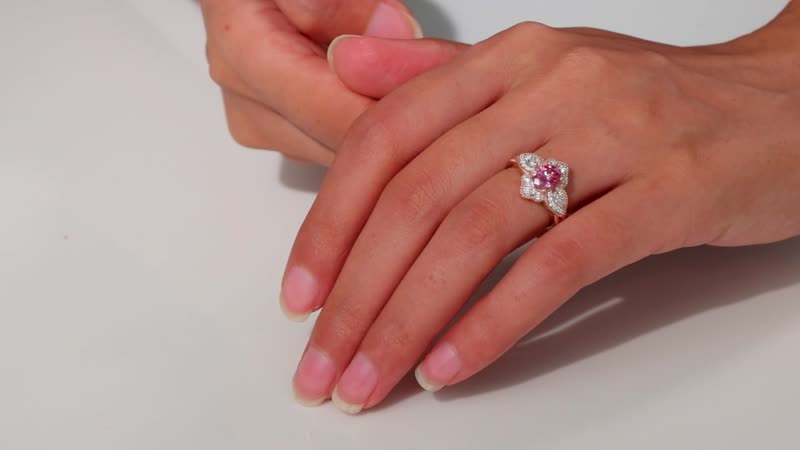Pink and White Moissanite 1.80 ctw Ring in 18K Vermeil Rose Gold Over Sterling Silver