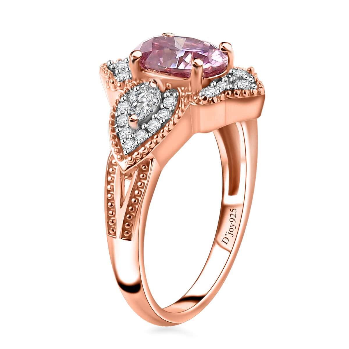 Pink and White Moissanite 1.80 ctw Ring in 18K Vermeil Rose Gold Over Sterling Silver image number 3