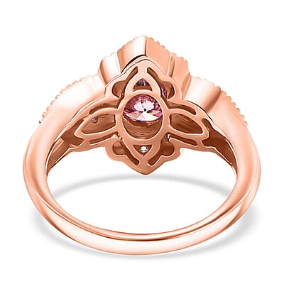 Pink and White Moissanite 1.80 ctw Lotus Ring in 18K Vermeil Rose Gold Over Sterling Silver (Size 10.0)