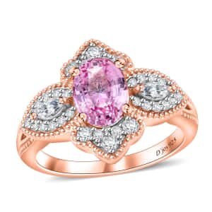 Pink and White Moissanite 1.80 ctw Lotus Ring in 18K Vermeil Rose Gold Over Sterling Silver (Size 6.0)