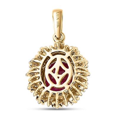 Certified & Appraised Luxoro AAA Royal Ruby G-H I2 Natural Champagne and White Diamond 3.06 ctw Sunlit Rose Pendant without Chain in 10K Yellow Gold