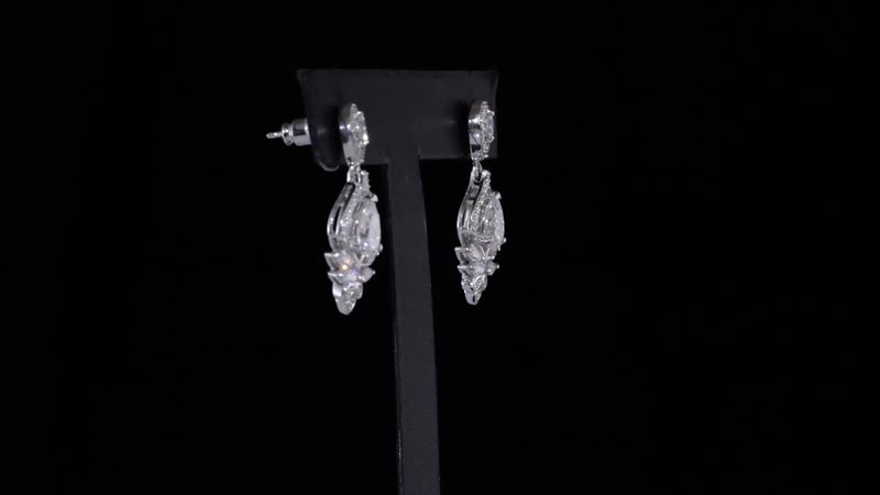 D'Joy Moissanite 3.00 ctw Lotus Earrings in Rhodium Over Sterling Silver