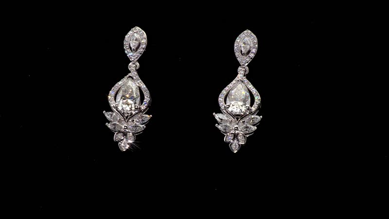 D'Joy Moissanite 3.00 ctw Lotus Earrings in Rhodium Over Sterling Silver