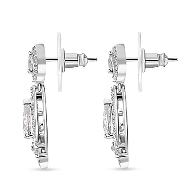 D'Joy Moissanite 3.00 ctw Lotus Earrings in Rhodium Over Sterling Silver