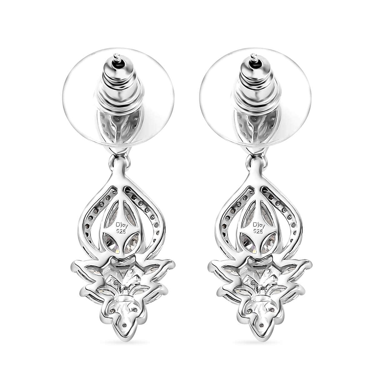 Moissanite 3.00 ctw Lotus Earrings in Rhodium Over Sterling Silver image number 4