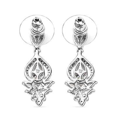 D'Joy Moissanite 3.00 ctw Lotus Earrings in Rhodium Over Sterling Silver