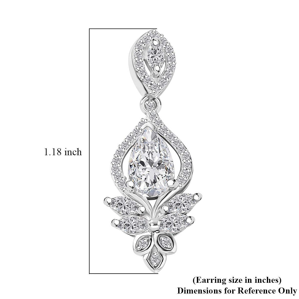 D'Joy Moissanite 3.00 ctw Lotus Earrings in Rhodium Over Sterling Silver