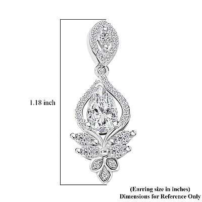 D'Joy Moissanite 3.00 ctw Lotus Earrings in Rhodium Over Sterling Silver